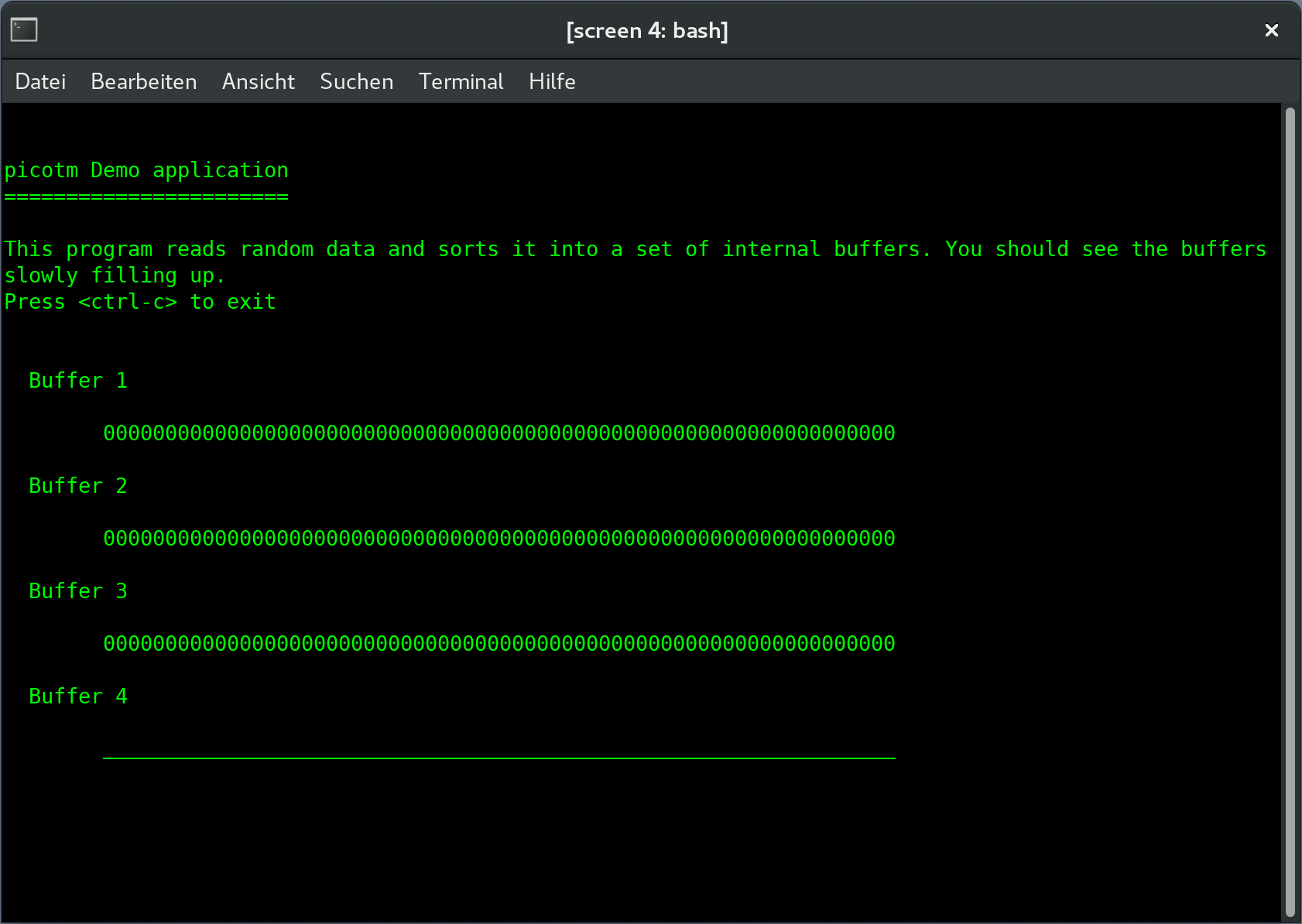 All application buffers are empty at first.